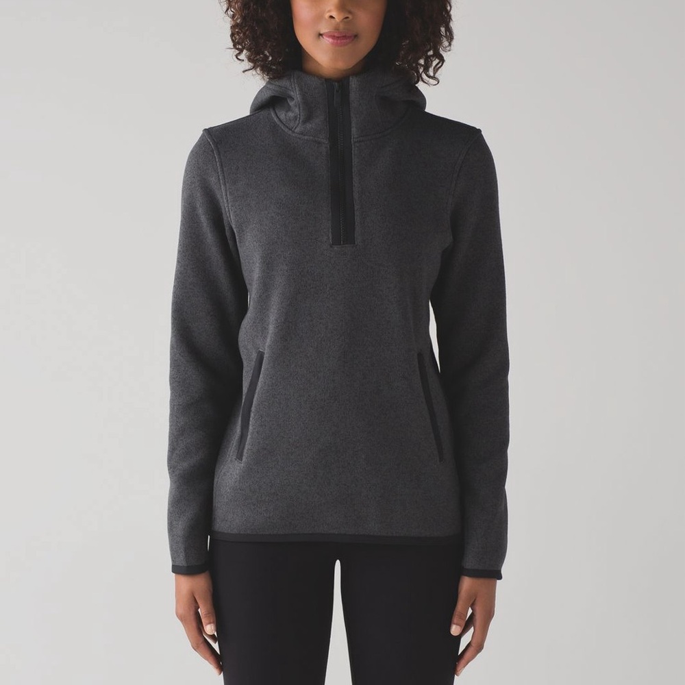 Lululemon Pullover Heathered Black Charcoal Gray Half Zip Sweater Size Small